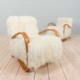Jindrich Halaba pair of armchairs model in long hair sheepskin