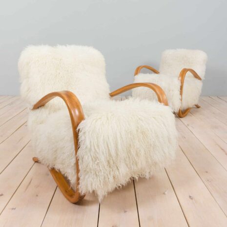 22152 Jindrich Halaba pair of armchairs model 269 in long hair sheepskin-7 Jindrich Halaba pair of armchairs model in long hair sheepskin