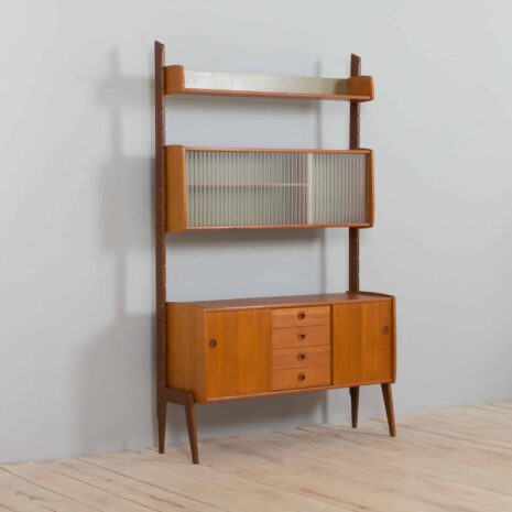 22119 Scandinavian free standing Ergo wall unit with sideboard and glass cabinet , Norway 1960s-7 Scandinavian free standing Ergo wall unit with sideboard and glass cabinet Norway s