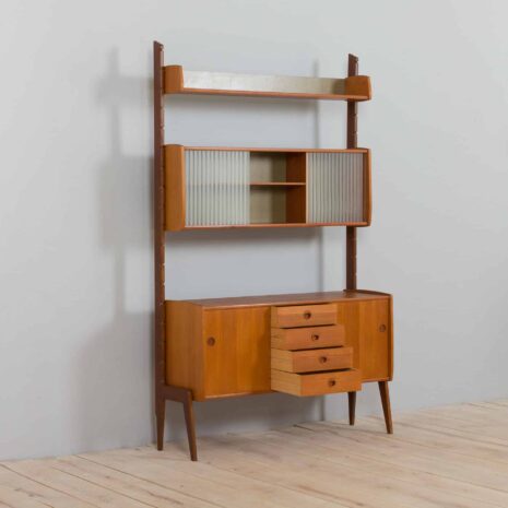 22119 Scandinavian free standing Ergo wall unit with sideboard and glass cabinet , Norway 1960s-8 Scandinavian free standing Ergo wall unit with sideboard and glass cabinet Norway s