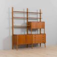 Scandinavian bay teak wall unit with a bar cabinet and brass details kleppen ingolf boben