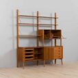 Scandinavian bay teak wall unit with a bar cabinet and brass details kleppen ingolf boben
