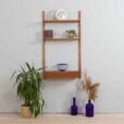 Danish mid century teak wall unit with a console and two shelves s