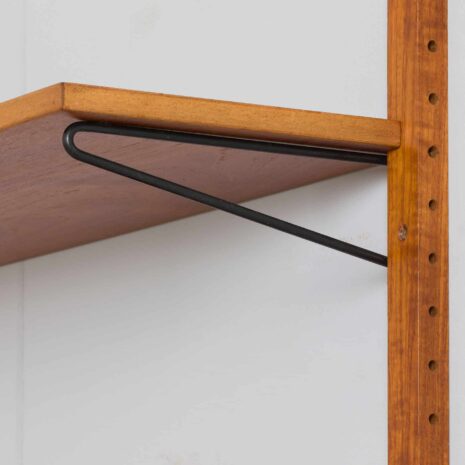 22126 Danish mid century teak wall unit with a console and two shelves, 1960s-10 Danish mid century teak wall unit with a console and two shelves s