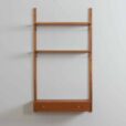 Danish mid century teak wall unit with a console and two shelves s