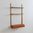 Danish mid century teak wall unit with a console and two shelves s