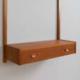 Danish mid century teak wall unit with a console and two shelves s