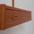 Danish mid century teak wall unit with a console and two shelves s