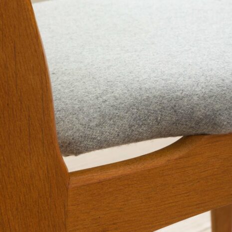 22140 Set of 6 oak dining chairs by Uldum Mobelfabrik in grey wool upholstery, Denmark 1960s-10 Set of oak dining chairs by Uldum Mobelfabrik in grey wool upholstery Denmark s