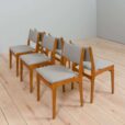 Set of oak dining chairs by Uldum Mobelfabrik in grey wool upholstery Denmark s