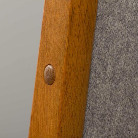 22140 Set of 6 oak dining chairs by Uldum Mobelfabrik in grey wool upholstery, Denmark 1960s-18 Set of oak dining chairs by Uldum Mobelfabrik in grey wool upholstery Denmark s