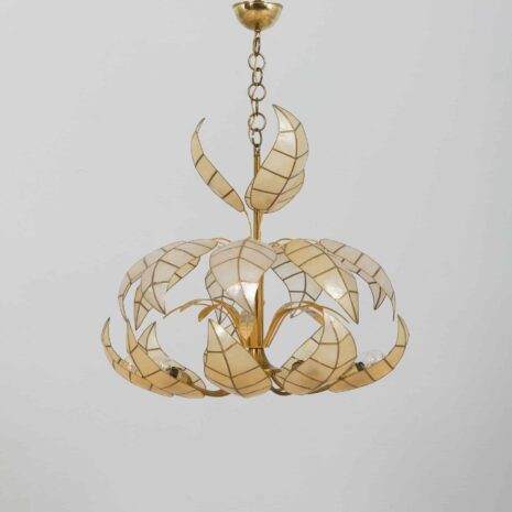22147 Italian floral chandelier with leaf shaped shades-1 Italian floral chandelier with leaf shaped shades