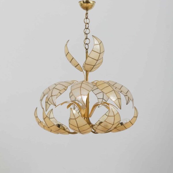 Italian floral chandelier with leaf shaped shades