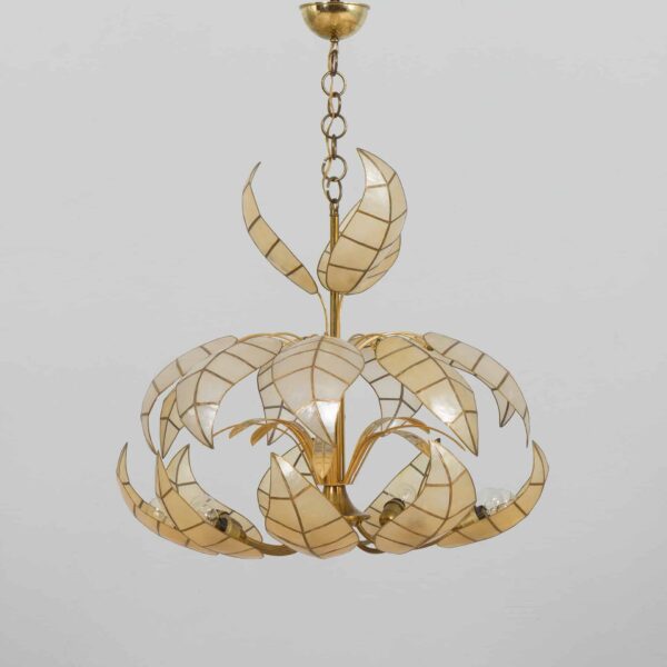 Italian floral chandelier with leaf shaped shades