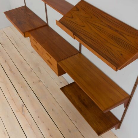 22162 Modular Teak Desk Wall Unit by Kai Kristiansen for FM Møbler, Denmark, 1960s-12 Modular Teak Desk Wall Unit by Kai Kristiansen for FM Mobler Denmark s