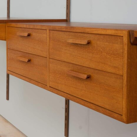 22162 Modular Teak Desk Wall Unit by Kai Kristiansen for FM Møbler, Denmark, 1960s-13 Modular Teak Desk Wall Unit by Kai Kristiansen for FM Mobler Denmark s