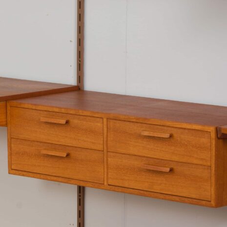 22162 Modular Teak Desk Wall Unit by Kai Kristiansen for FM Møbler, Denmark, 1960s-14 Modular Teak Desk Wall Unit by Kai Kristiansen for FM Mobler Denmark s