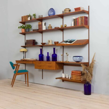 22162 Modular Teak Desk Wall Unit by Kai Kristiansen for FM Møbler, Denmark, 1960s-2 Modular Teak Desk Wall Unit by Kai Kristiansen for FM Mobler Denmark s
