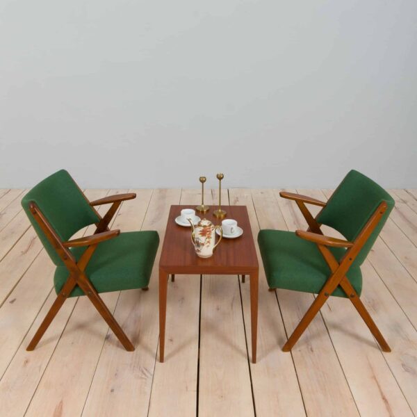 Pair of Dal Vera model  armchairs in green wool made by Colegoano Italia s