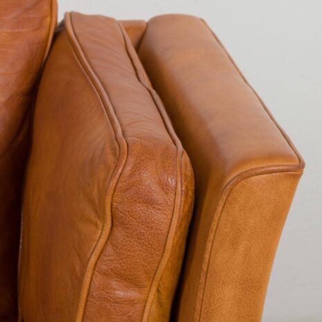 22187Mogens Hansen mid century cognac aniline buffalo lather sofa, Denmark 1970s(8) Mogens Hansen mid century cognac aniline buffalo lather sofa Denmark s