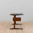 Italian vintage free standing teak desk with black metal supports s