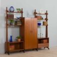 italian freestanding teak wall unit with a wardrobe by AV Arredamenti Contemporanei