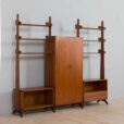 italian freestanding teak wall unit with a wardrobe by AV Arredamenti Contemporanei
