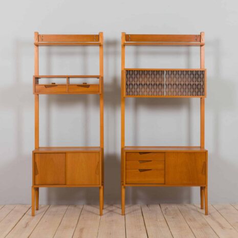 22128 Scandinavian mid century Rival one bay wall unit with drawers cabinet in teak by Kjael Riis for Brødrene Jåtog Møbelfabrikk UWAGA NIE MA U, U DO SESJI POŻYCZONE Z 21430-19 Scandinavian mid century Rival one bay wall unit with drawers cabinet in teak by Kjael Riis for Brodrene Jatog Mobelfabrikk UWAGA NIE MA U U DO SESJI POZYCZONE Z