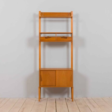 22128 Scandinavian mid century Rival one bay wall unit with drawers cabinet in teak by Kjael Riis for Brødrene Jåtog Møbelfabrikk UWAGA NIE MA U, U DO SESJI POŻYCZONE Z 21430-4 Scandinavian mid century Rival one bay wall unit with drawers cabinet in teak by Kjael Riis for Brodrene Jatog Mobelfabrikk UWAGA NIE MA U U DO SESJI POZYCZONE Z