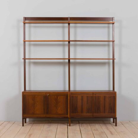 22131 dwuprzedziałowa skandynawska wolnostojąca szafka ścienna z palisandru, do piątku Heniu te listewki zrobi-3 Two bay rosewood skandynawska wolnostojąca szafka ścienna do piatku Heniu te listewki zrobi