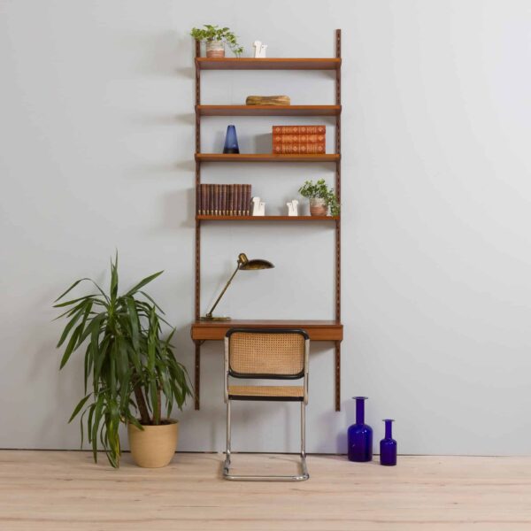 Kai Kristiansen home office teak wall unit with a desk and  modular shelves FM Mobler Denmark s