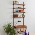 Kai Kristiansen home office teak wall unit with a desk and  modular shelves FM Mobler Denmark s