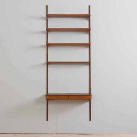 22159 Kai Kristiansen home office teak wall unit with a desk and 4 modular shelves, FM Mobler, Denmark 1960s-4 Kai Kristiansen home office teak wall unit with a desk and modular shelves FM Mobler Denmark s