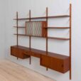 Teak wall unit with cabinets and modular shelving system by Sorensen Cadovius Denmark s