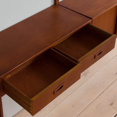 22164 Teak wall unit with 4 cabinets and modular shelving system by Sorensen Cadovius, Denmark 1960s-23 Teak wall unit with cabinets and modular shelving system by Sorensen Cadovius Denmark s
