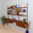 Teak wall unit with cabinets and modular shelving system by Sorensen Cadovius Denmark s