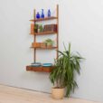 Danish teak wall unit with a minimal deskshelf and  shelves in Cadovius Sorensen style