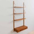 Danish teak wall unit with a minimal deskshelf and  shelves in Cadovius Sorensen style