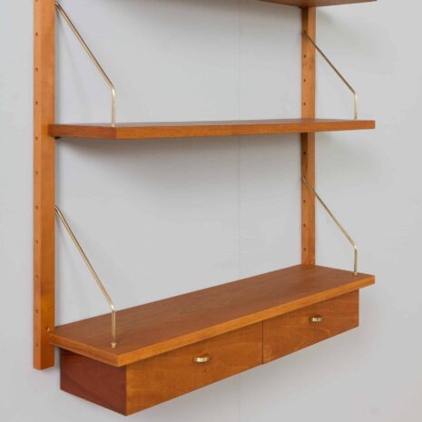 22167 Danish mid century entry wall unit with small console and 2 shelves.-6 Danish mid century entry wall unit with small console and shelves
