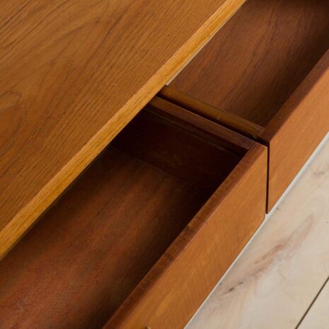 22167 Danish mid century entry wall unit with small console and 2 shelves.-8 Danish mid century entry wall unit with small console and shelves