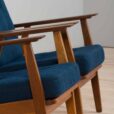 Danish mid century armchairs with blue wool