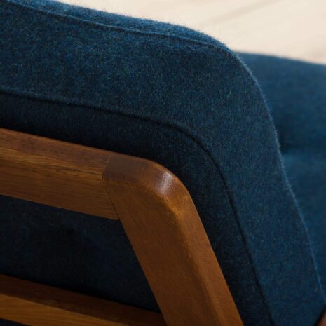 22172 Fauteuils danois du milieu du siècle avec laine bleue-21 Danish mid century armchairs with blue wool