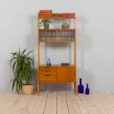 Scandinavian mid century Rival one bay teak wall unit with glass cabinet by Kjael Riis for Brodrene Jatog Mobelfabrikk