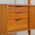 Scandinavian mid century Rival one bay teak wall unit with glass cabinet by Kjael Riis for Brodrene Jatog Mobelfabrikk