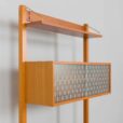 Scandinavian mid century Rival one bay teak wall unit with glass cabinet by Kjael Riis for Brodrene Jatog Mobelfabrikk