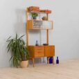 Scandinavian mid century Rival one bay teak wall unit with glass cabinet by Kjael Riis for Brodrene Jatog Mobelfabrikk