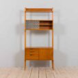 Scandinavian mid century Rival one bay teak wall unit with glass cabinet by Kjael Riis for Brodrene Jatog Mobelfabrikk