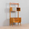 Scandinavian mid century Rival one bay teak wall unit with glass cabinet by Kjael Riis for Brodrene Jatog Mobelfabrikk