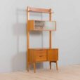 Scandinavian mid century Rival one bay teak wall unit with glass cabinet by Kjael Riis for Brodrene Jatog Mobelfabrikk