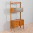Scandinavian mid century Rival one bay teak wall unit with glass cabinet by Kjael Riis for Brodrene Jatog Mobelfabrikk